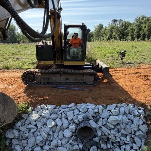 Heavy equipment operation on a construction site